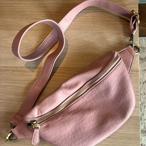 Pink vegan leather belt bag